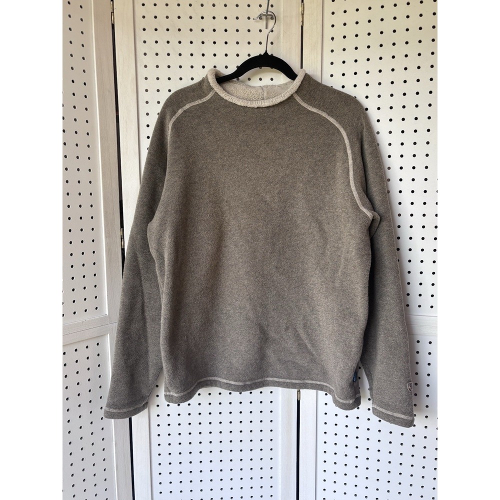 Kuhl Alfpaca Fleece Beige Brown Women's Large Long Sleeve Mock Collar Pullover